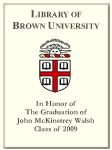 Customized digital bookplate for John McKinstrey Walsh, Class of 2009